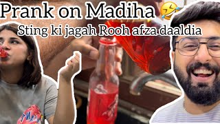 Prank on Dr Madiha 🤣  sting ki jagah rooh afza dediya 😆 [upl. by Adihaj865]