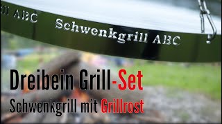 Schwenkgrillabc Dreibein GrillSet Schwenkgrill mit Grillrost Schwenker Grill [upl. by Llohcin]