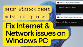 netsh reset commands  Fix Internet amp Network issues on Windows PC [upl. by Oderfla]