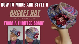 How to make a BUCKET HAT  from a thrifted scarf [upl. by Hally]