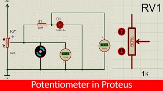 how to use potentiometer in Proteus tutorial [upl. by Herv336]