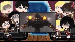 AOTAttack On Titan react to Skibidi Toilet 75  Gacha React [upl. by Ayoras]