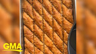 Make baklava in only 10 minutes with this brilliant hack l GMA [upl. by Cuthburt665]