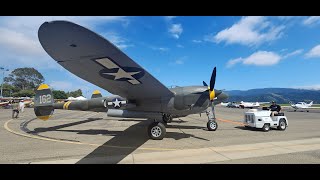 P38 Lightning startup taxi takeoff and flyby Airport Day 2024 Santa Ynez Kunkle Field CA [upl. by Irita925]