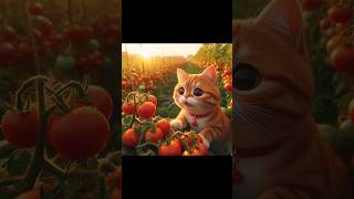 The cat🐱is planting tomatoes aicat storycat cutekitten funny catlover kittymeow aicat [upl. by Treiber]