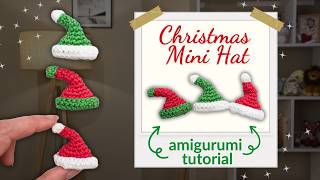 How to crochet a Mini Christmas Hat ornament Free crochet pattern Christmas ornaments tutorial [upl. by Areema]