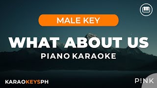 What About Us  Pnk Male Key  Piano Karaoke [upl. by Bamberger]