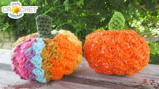 Falling Leaves Stuffed Pumpkin  Autumn Decor  Crochet Pattern amp Tutorial [upl. by Kurtz]