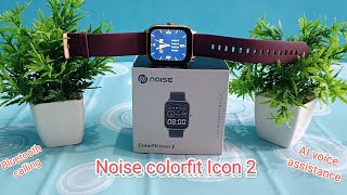 Noise colorfit Icon 2 smartwatch Bluetooth calling 18 display AI voice assistance Deepwine strap [upl. by Alletneuq]