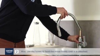 Install a GROHE single lever kitchen mixer with pullout mixer spout [upl. by Rhu]