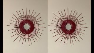 DIY Starburst Mirror Wall Art Decor with Wooden Skewers and Gems MadeByFate 168 [upl. by Annawek]