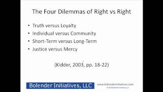 The Kidder Overview of Understanding Ethics Part 1 [upl. by Diarmit]