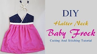 DIY Halter Neck Baby Frock From Left Over Fabric [upl. by Michale869]