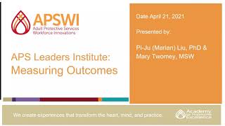 APS Leaders Institute Measuring Outcomes [upl. by Asssilem]