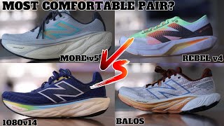 New Balance Fresh Foam X 1080v14 vs More v5 vs Fuelcell Rebel v4 vs Balos Comparison [upl. by Dorthea356]