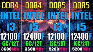 i3 12100F DDR4 vs i5 12400F DDR4 vs i3 12100F DDR5 vs i5 12400F DDR5  PC GAMES TEST [upl. by Stalder]