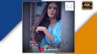 Humne Dhadkan Dhadkan Karke Dil Tere Dil Se Jod Liya  Urdu WhatsApp Status 4k [upl. by Gamber270]