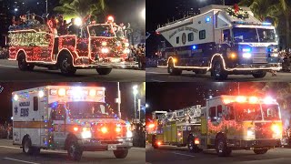 2023 Honolulu City Lights Parade  HFD HonEMS Lifeguard amp HPD Vehicles w Lights amp Sirens [upl. by Platus]