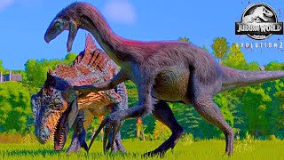 THERIZINOSAURUS vs TREXamp GIGANOTOSAURUS Fighting in Jurassic World Evolution 2 [upl. by Letnohs]