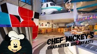 CHEF MICKEYS Character Breakfast Buffet Disneys Contemporary Resort [upl. by Neevan]