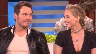 Jennifer Lawrences Cher Impression amp Chris Pratt Reveals quotMoob Sweatquot On Ellen [upl. by Annauj]