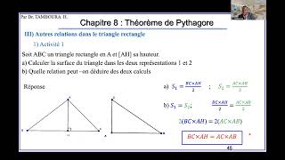 Mathématiques Niveau 3eChapitre 8  Théorème de Pythagore Partie 2 Autres relations métriques [upl. by Odicalp227]