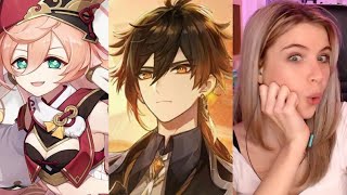 Zhongli amp Yanfei Character Trailer Reactions  Genshin Impact  First Impression  Animaechan [upl. by Nidia]