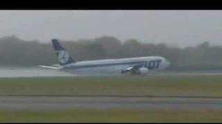 LOT Airlines Boeing 76735DER belly landing [upl. by Alledi930]