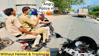 Delhi Police Not Wearing Helmet amp Tripling Here’s Report😱 Angry cop🤬 [upl. by Schonfield607]