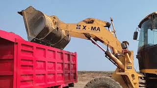 Wheel Loaders Dump Truck Working Loading Sand Soil on Construction Site [upl. by Sirob]