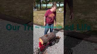 Log splitter in action ourtrulyblessedlife [upl. by Ibrek]