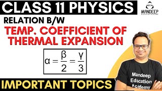 Relation Between Temperature Coefficients of Thermal Expansion alpha beta and gamma Class 11 Physics [upl. by Berns29]