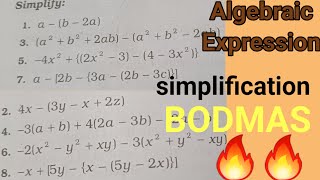 Algebraic expression Simplification  BODMAS  Algebra Bodmas rules [upl. by Idelson]