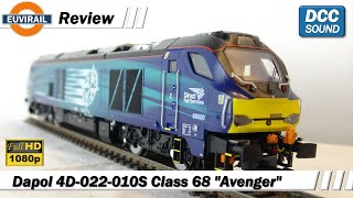 Review Dapol Class 68 4D022010 Avenger 68008 in DRS Direct Rail Services Compass livery DCC Sound [upl. by Hgiel]