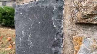 Basalt rock Igneous rock in a wall on walkway in Queens NY 2nd video in walkway series [upl. by Amej]