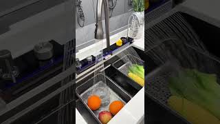 Workstation Kitchen Sink Kit With Digital Temperature Display amp Lighting Waterfall Faucet [upl. by Arinayed]