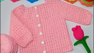 Este Suéter tejido a Crochet Para bebe de 1 añito esta Precioso Video2 [upl. by Kilian]