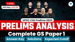 UPSC CSE 2023  Prelims Analysis  GS Paper 1  Answer Key Solutions and Expected Cutoff [upl. by Farris136]