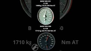 BMW 545i E60 44 V8 333 PS vs BMW 325i E91 25 R6 218 PS 100200 kmh Acceleration Comparison [upl. by Yerdua781]