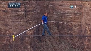 US daredevil completes Grand Canyon tightrope walk [upl. by Akitahs987]