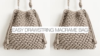 DIY DRAWSTRING MACRAME BAG  MACRAME PURSE  MACRAME CROSS BODY BAG [upl. by Eyr847]