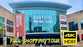 MediaCityUK 4K  Full Shopping Tour Salford Quays The Lowry Outlet Mall [upl. by Cerf]