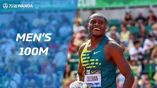 Christian Coleman stuns Noah Lyles in 100m final in Eugene  Wanda Diamond League 2023 [upl. by Ozneral]