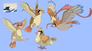 Pidgey Evolution Line Drawing Timelapse  Pokémon [upl. by Domenech]