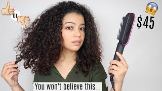 TESTING THE TYMO STRAIGHTENING BRUSH ON CURLY HAIR  HONEST OPINION [upl. by Elleret]