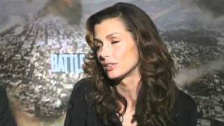 Michael Peña and Bridget Moynahan  Battle Los Angeles Interview [upl. by Ojibbob]