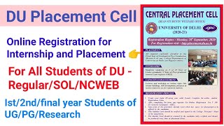 DU Central Placement Cell Online Registration for All Students of RegularSOLNCWEB UGPGResearch [upl. by Latsyc]