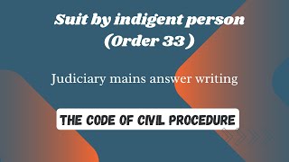 Suit by indigent person  CPC  Mains Answer writing  Judiciary exam [upl. by Holly]