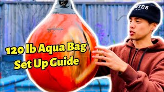 HOW TO HANG  FILL AQUA PUNCHING BAG 18” 120 lb 💧🔥 [upl. by Faxen]