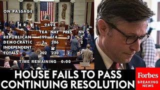 BREAKING NEWS Continuing Resolution Fails To Pass House As Some Republicans Join Dems To Tank It [upl. by Glanville]